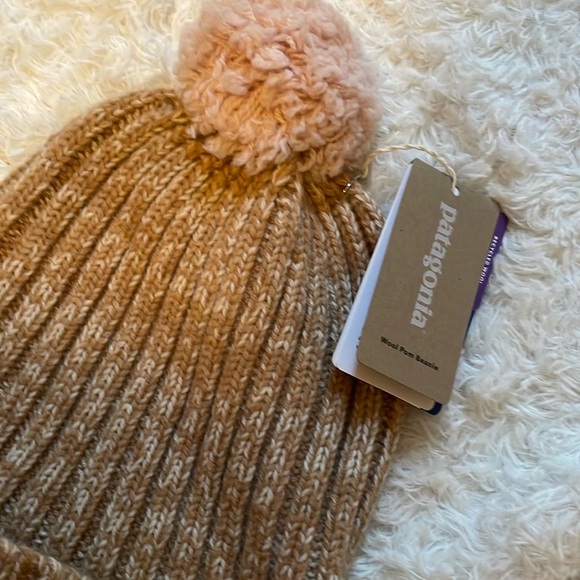 Patagonia Tan Knit Beanie with Pom - Picture 4 of 7